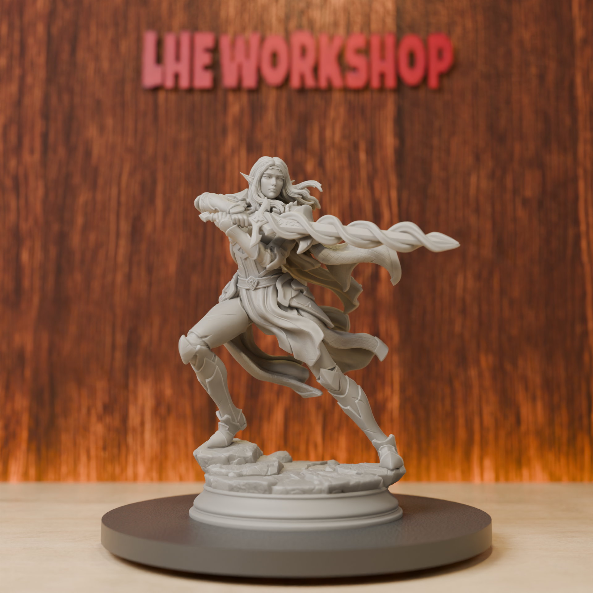 3D Printing Liquid - Female Elf Eldritch Knight Miniatures |