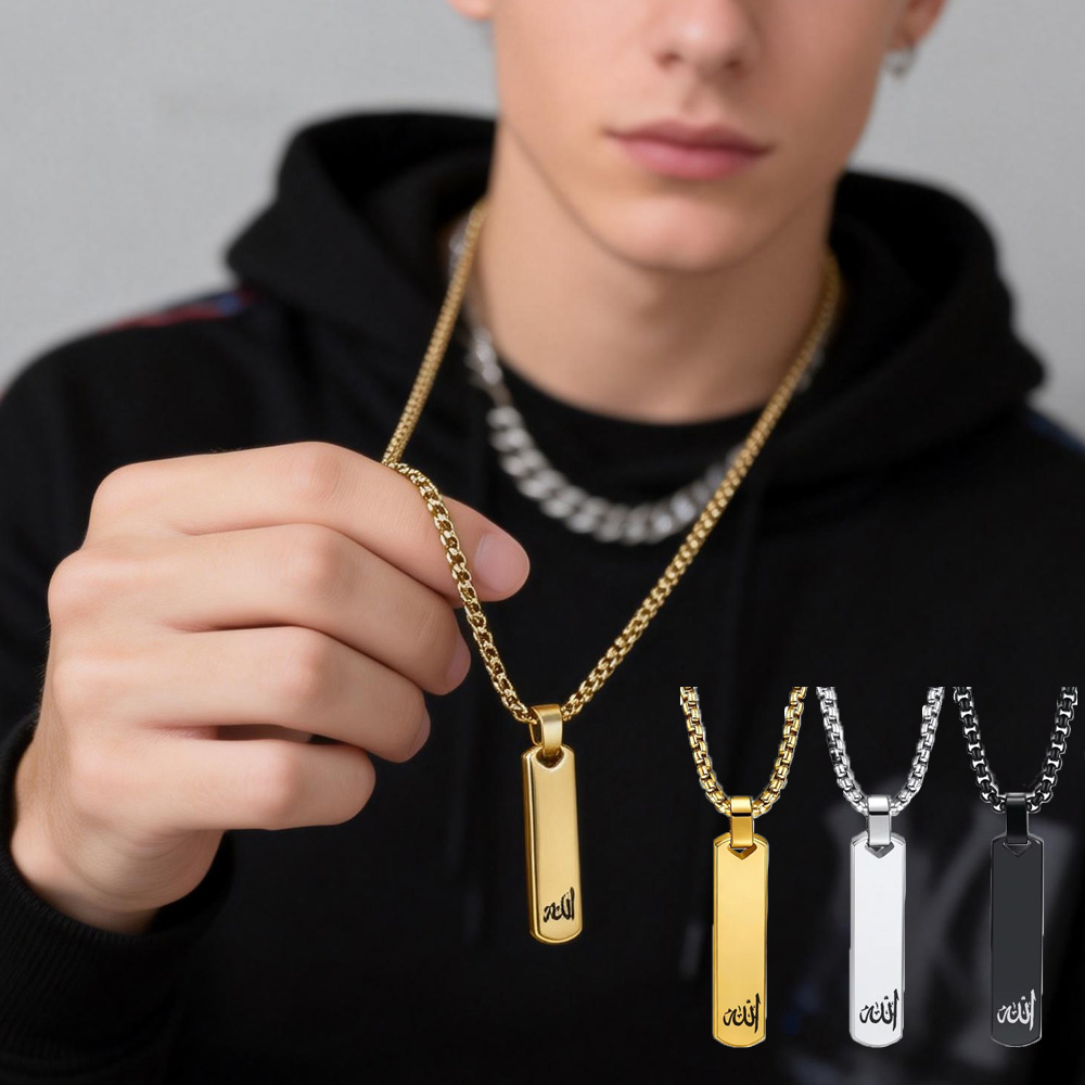 3D Bar Necklace, Cool Simple D - 3D Printing Steel のレビューと価格