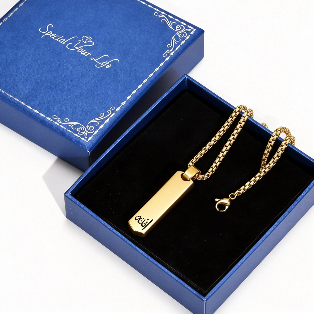 3D Bar Necklace, Cool Simple D - 3D Printing Steel のレビューと価格