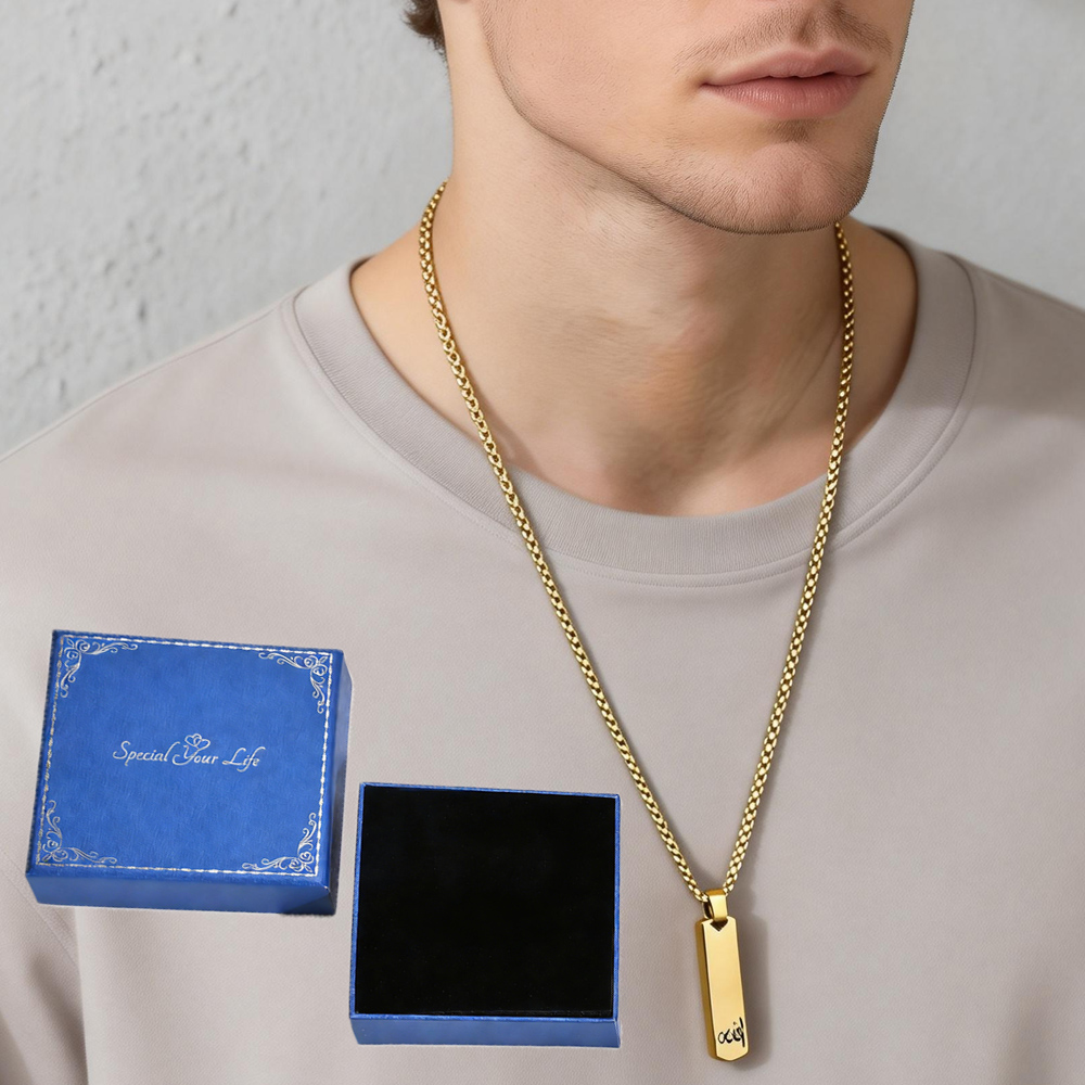 3D Bar Necklace, Cool Simple D - 3D Printing Steel のレビューと価格